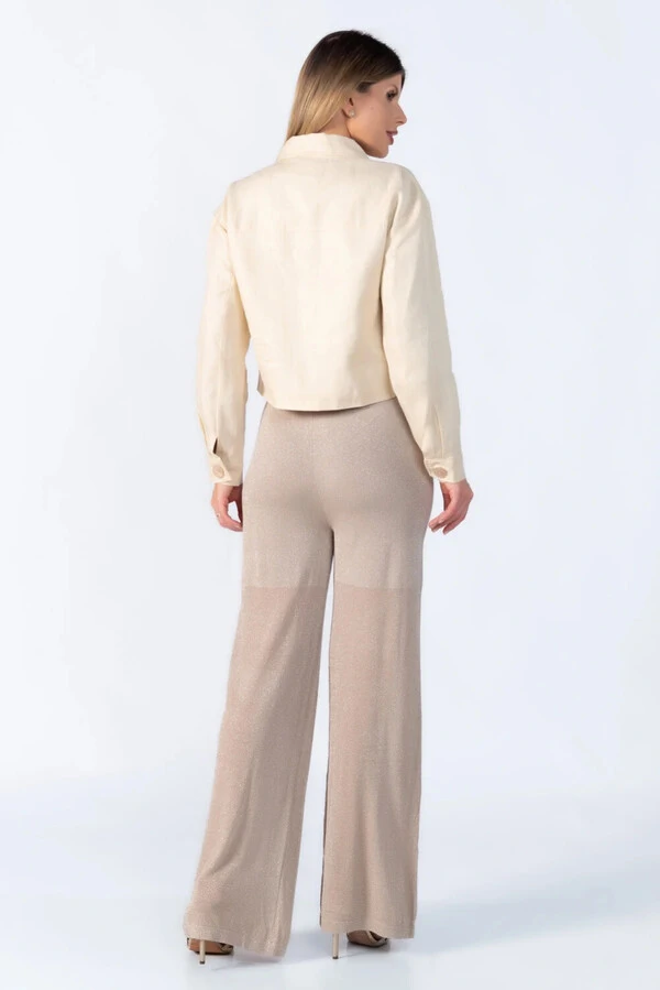 Calca pantalona fios de lurex