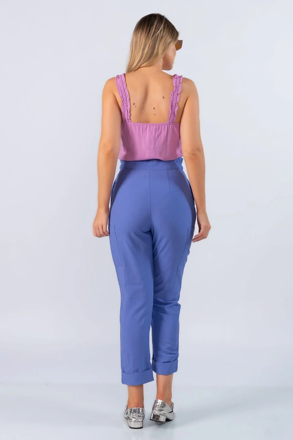 Calca jogger em viscose com bolsos
