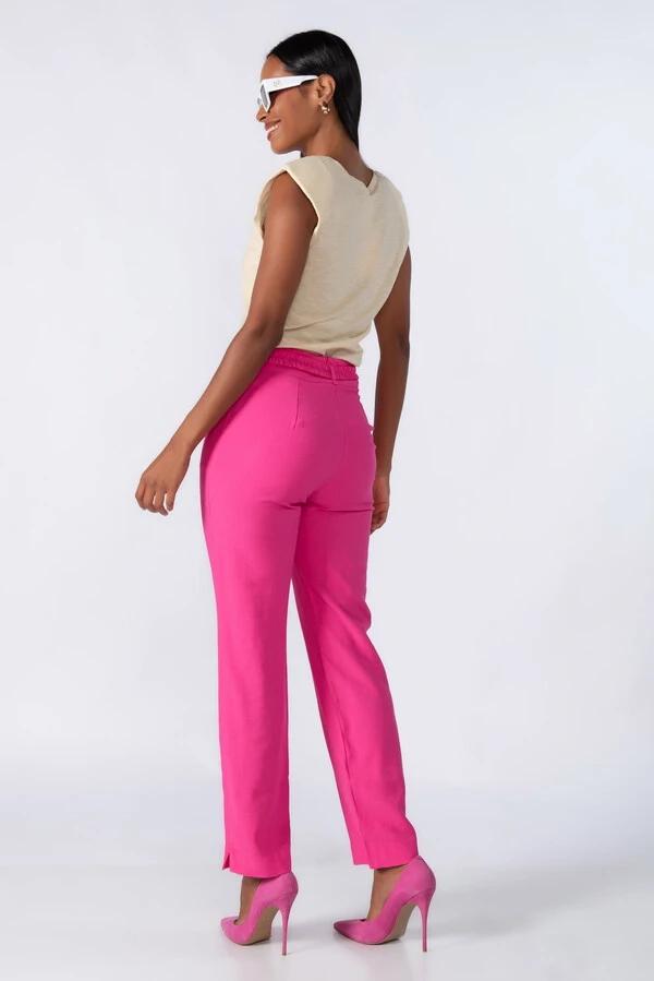 Calca em viscose com elastico no cos