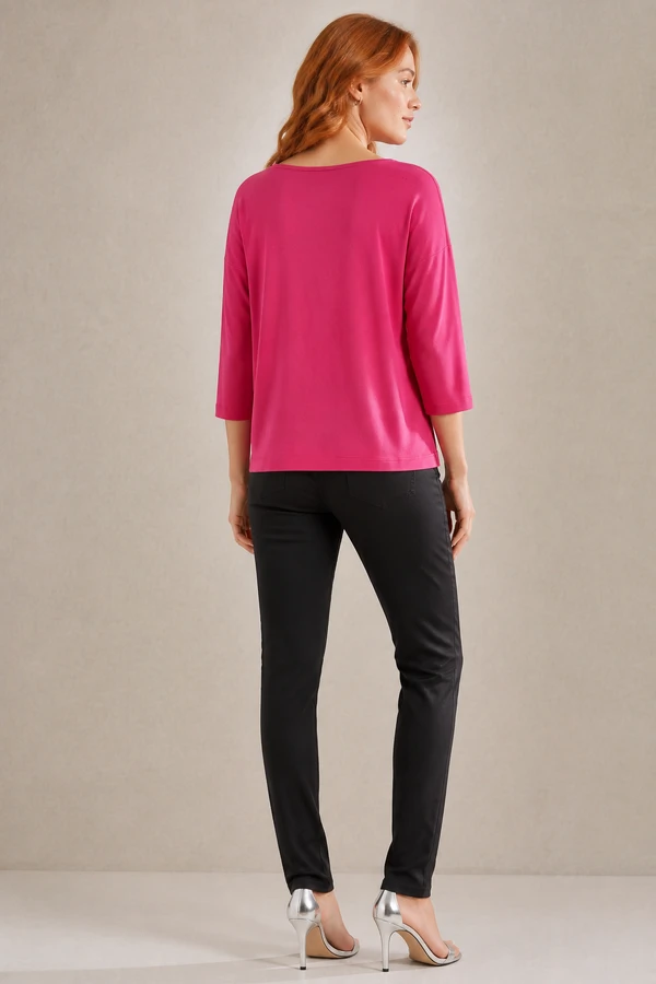 Blusa malha com frente em suede