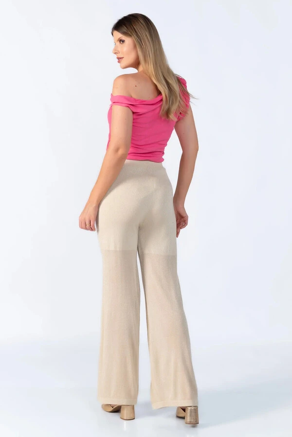Calca pantalona fios de lurex