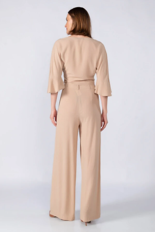 Calca pantalona em viscose basica