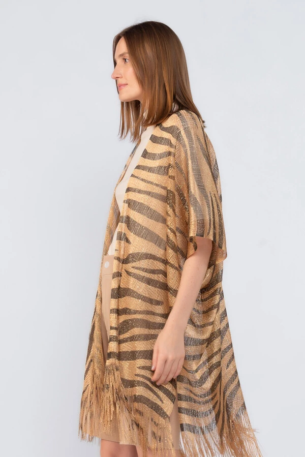Kimono animal print em lurex