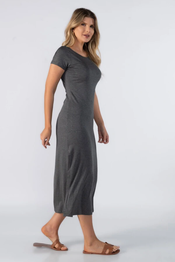 Vestido longo de malha fina