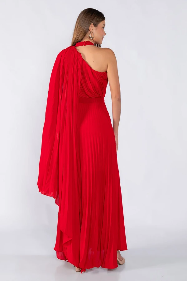 Vestido crepe plissado