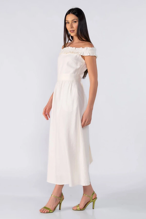 Vestido midi ombro a ombro