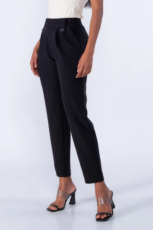 Calça elástico no cós com pregas