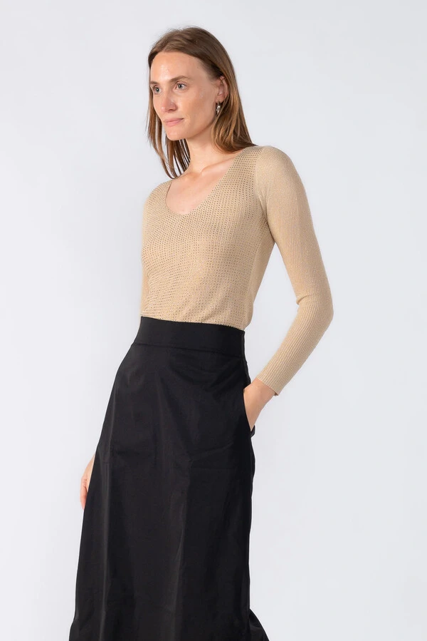 Blusa manga longa aplicacao em strass