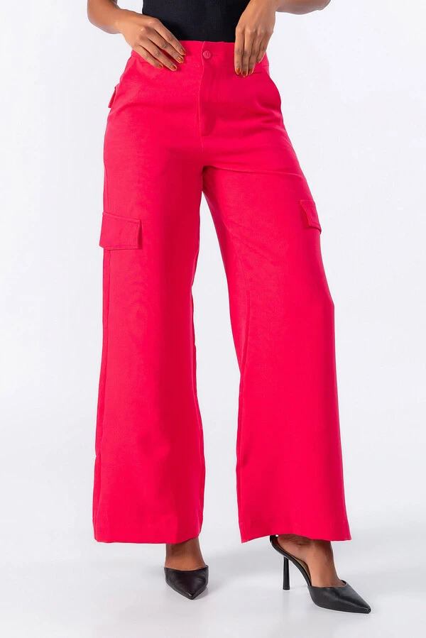 Calca pantalona com bolso