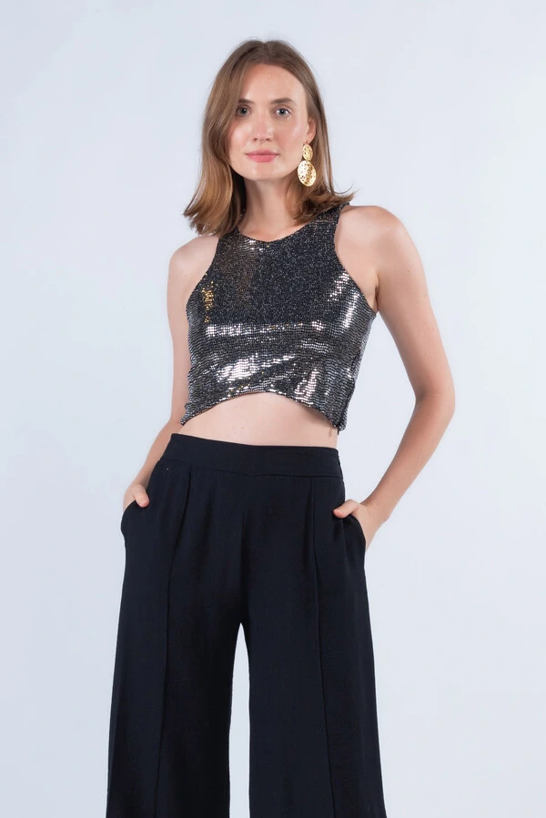 Cropped ilhos com ziper