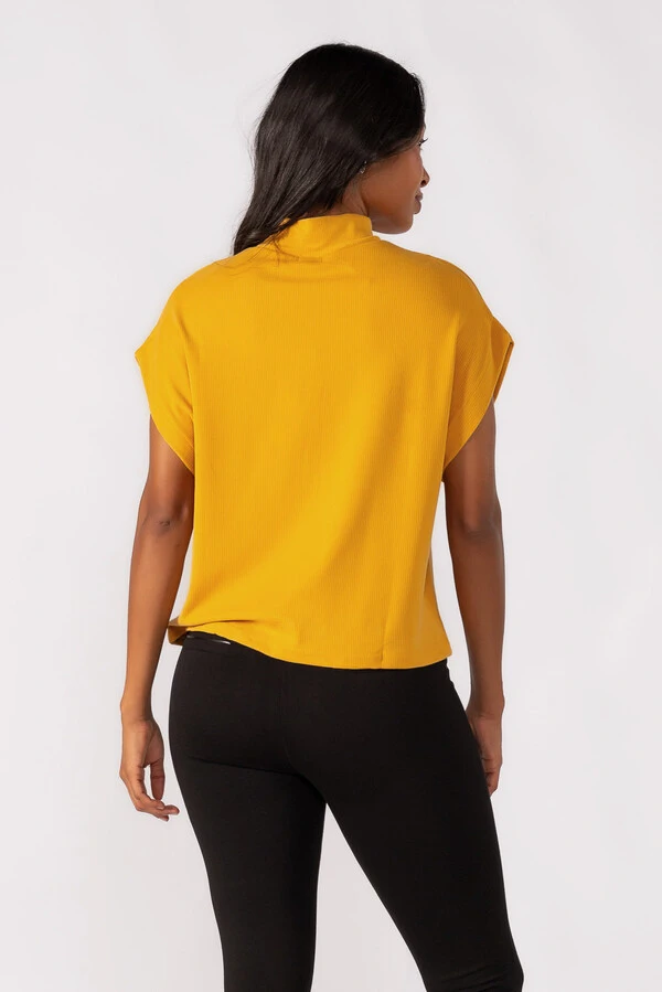 Blusa gola alta canelada