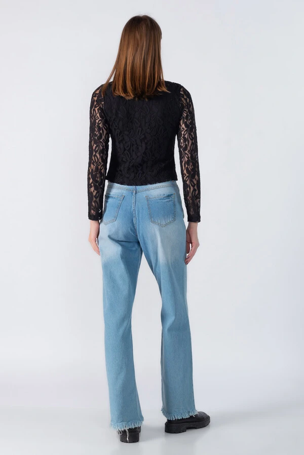Blusa renda manga longa