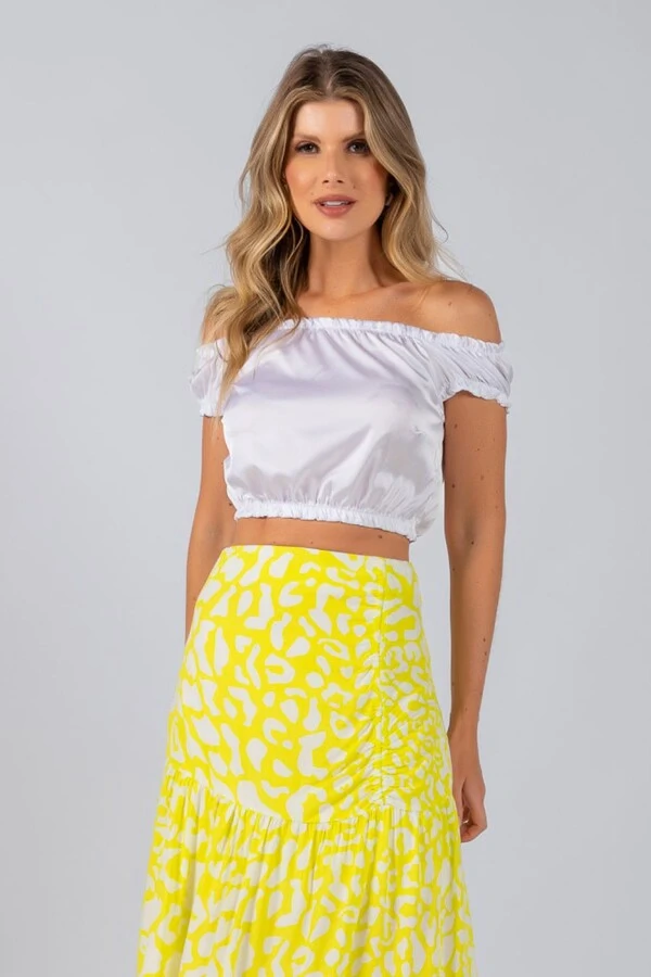 Blusa cropped cetim ciganinha
