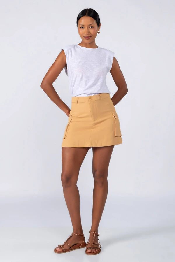 Shorts saia cargo forrado em poliester