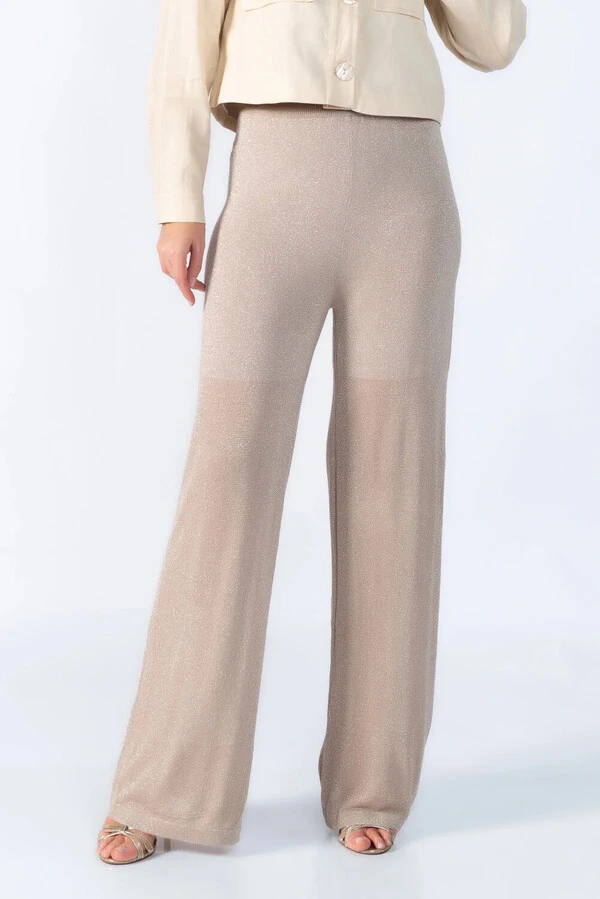 Calca pantalona fios de lurex