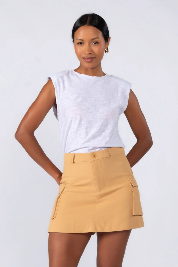 Shorts saia cargo forrado em poliester