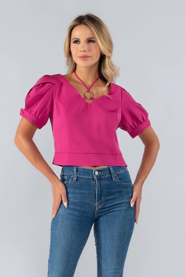 Blusa detalhe manga princesa