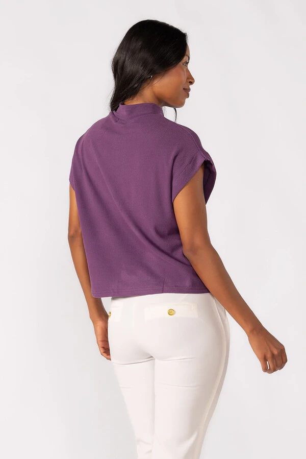 Blusa gola alta canelada