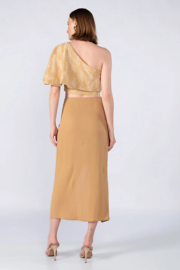 Saia midi em viscose transpassada