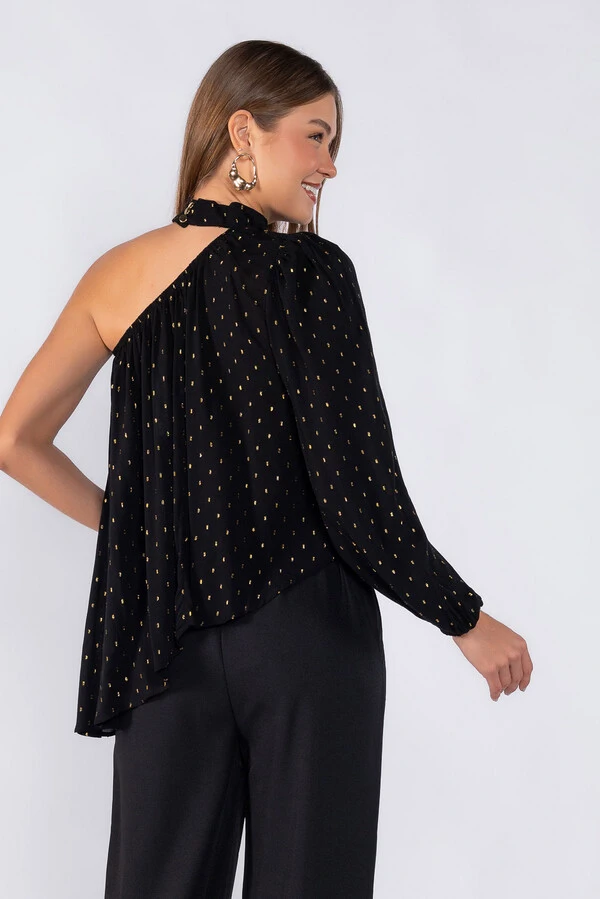 Blusa lurex uma manga