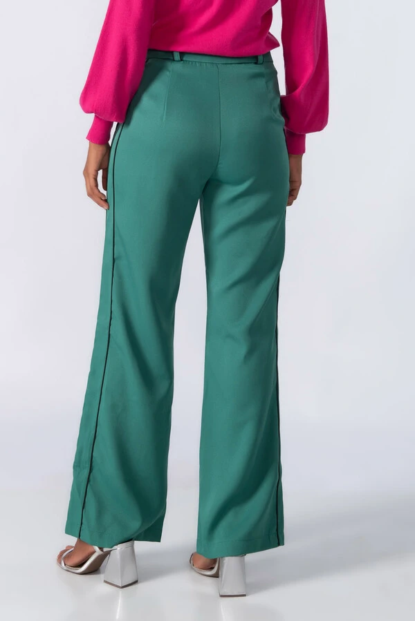 Calca pantalona poliester com lista