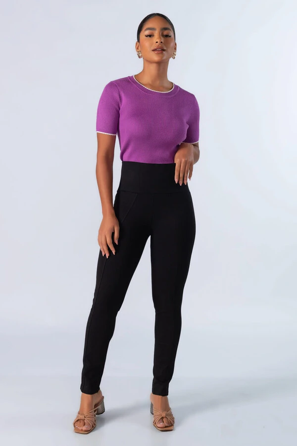 Blusa canelada com manga