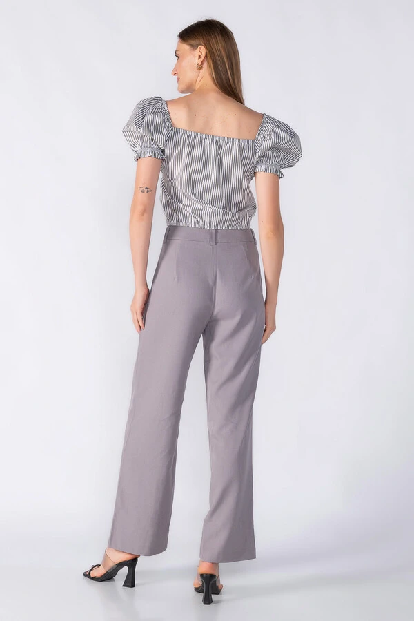Cropped listrado manga bufante