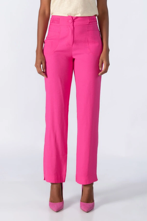 Calca em viscose com elastico no cos