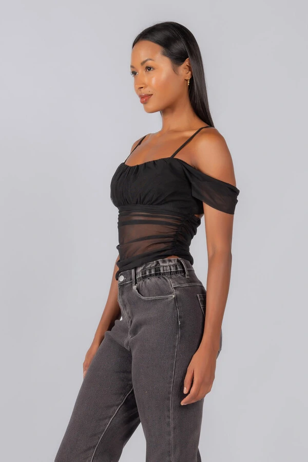 Blusa tule vazada nas costas