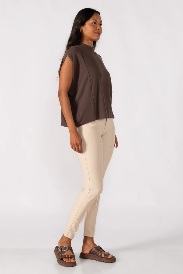 Blusa flanelada gola alta
