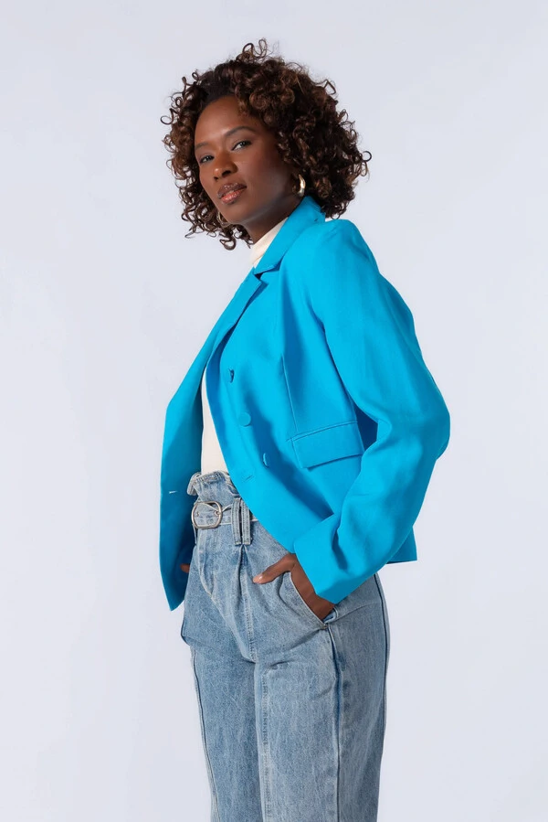 Blazer em viscose com botoes