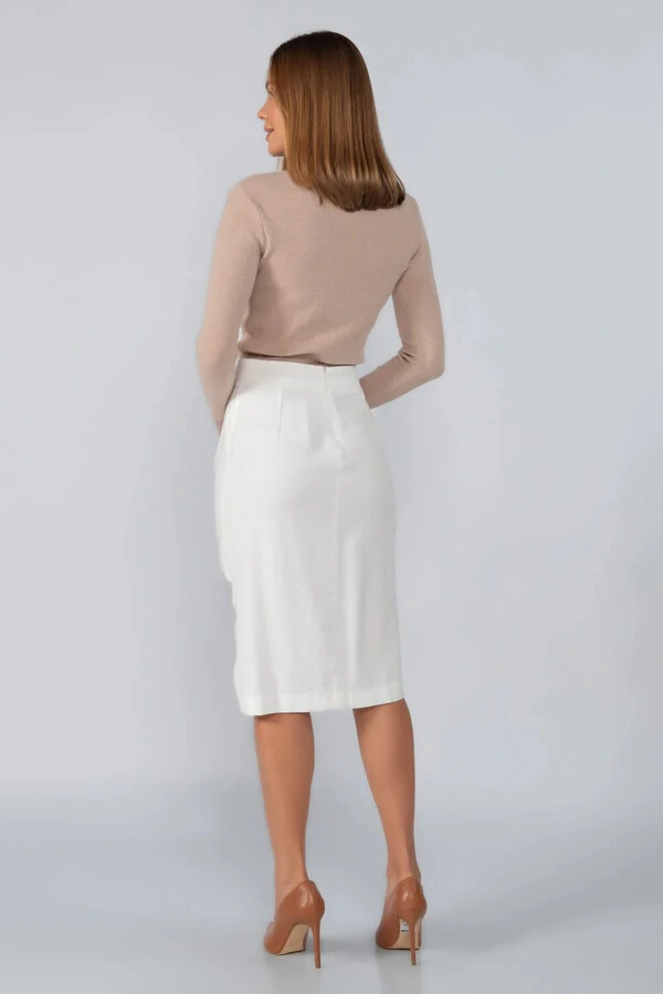 Saia midi em viscose detalhe em tule