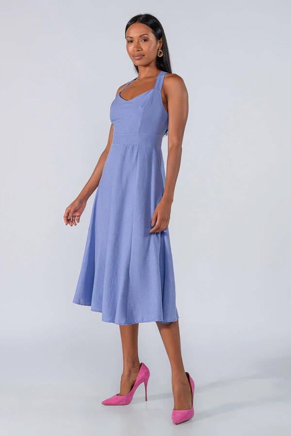 Vestido midi alcas cruzadas