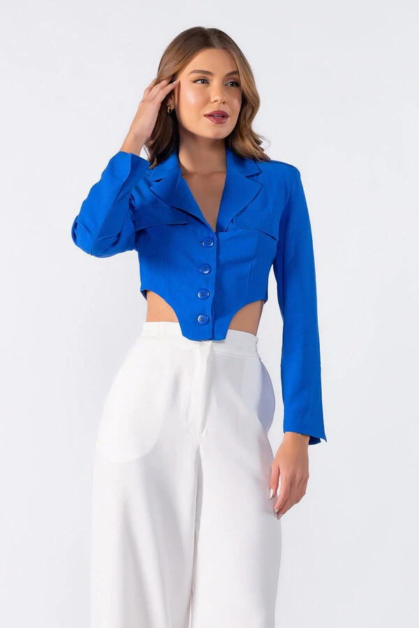 Blazer curto forrado