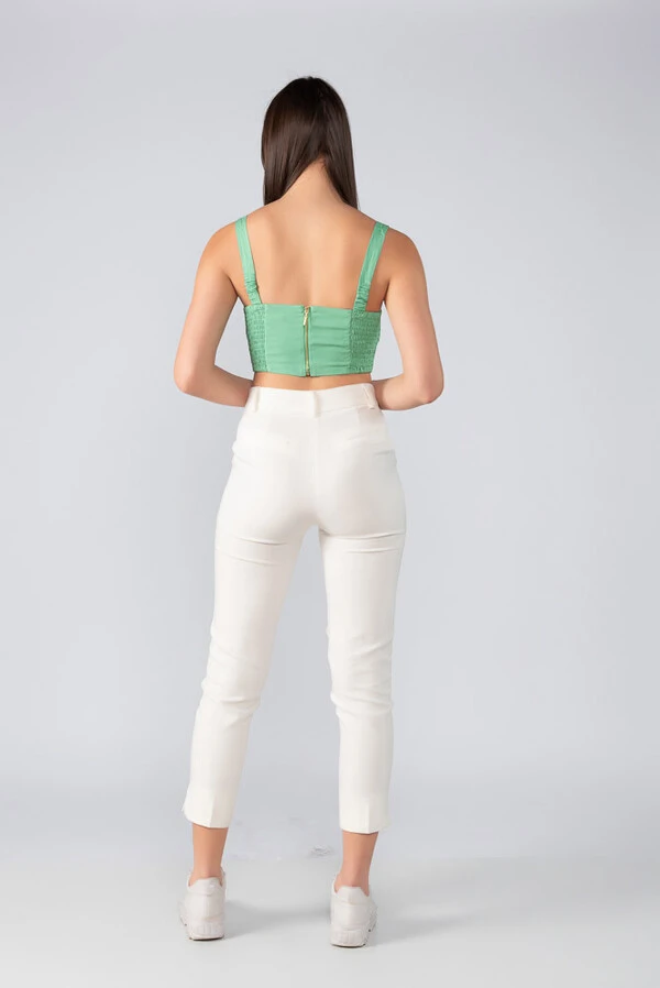 Cropped flor viscolinho ziper costas