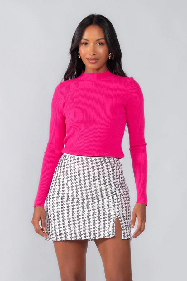 Blusa canelada gola baixa