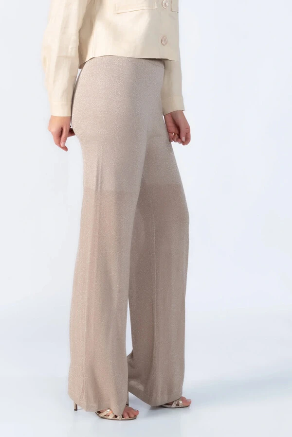 Calca pantalona fios de lurex