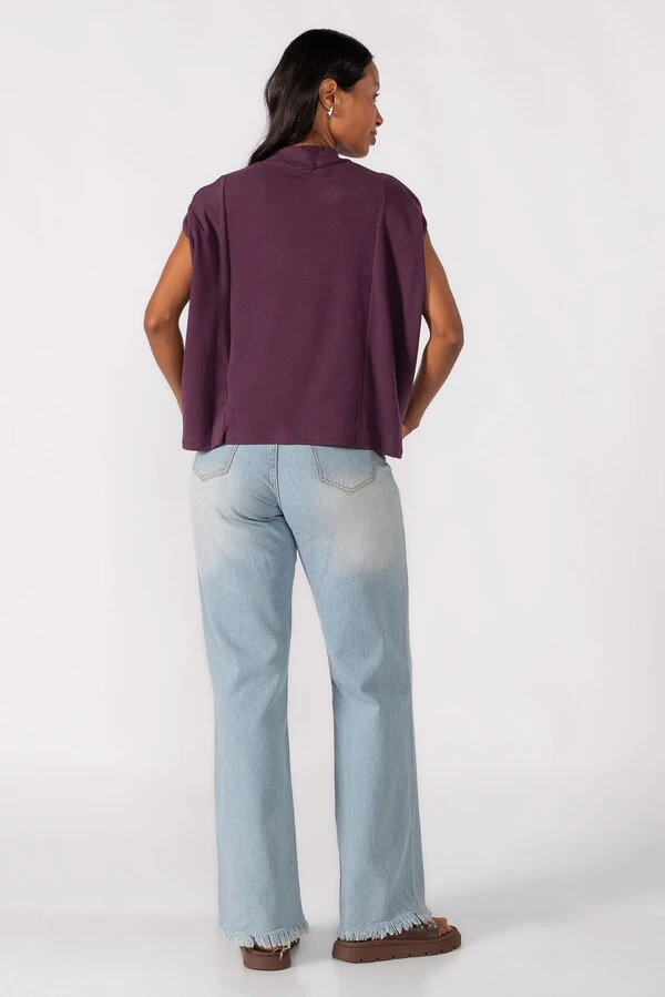 Blusa flanelada gola alta