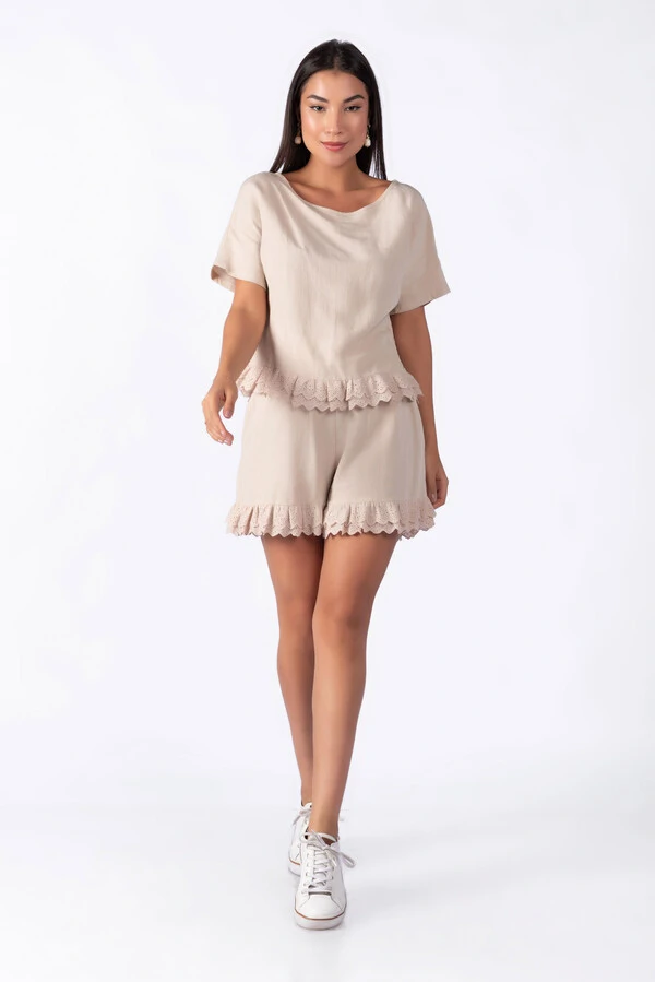 Conjunto viscose com babado em laise