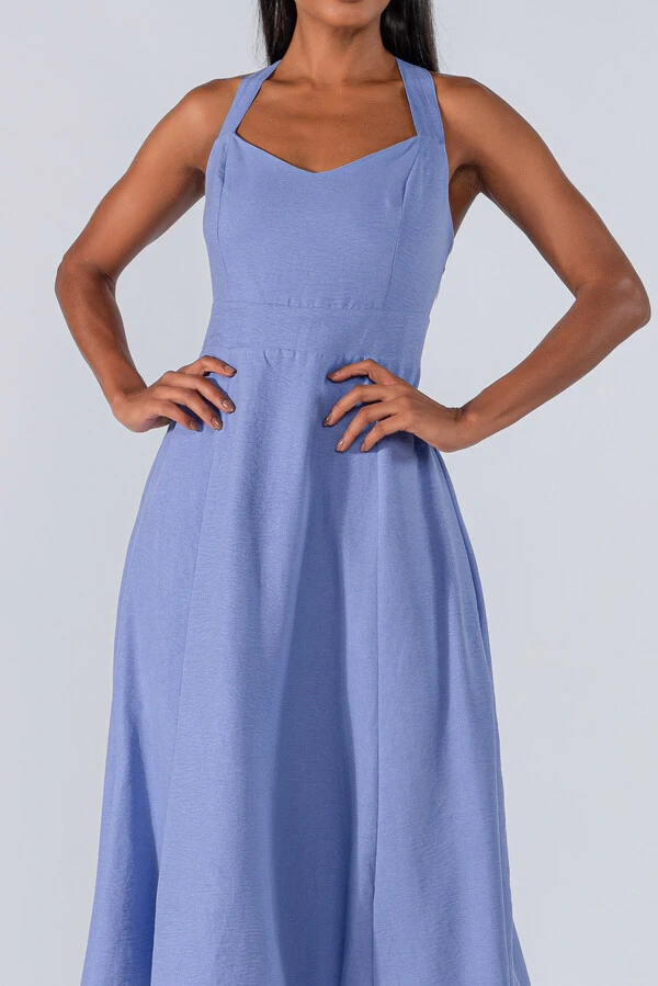 Vestido midi alcas cruzadas