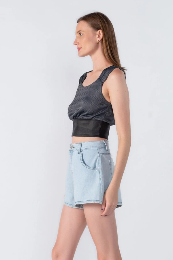 Cropped xadrez com alca
