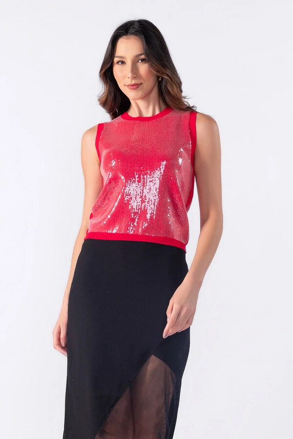 Blusa colete tricot paete