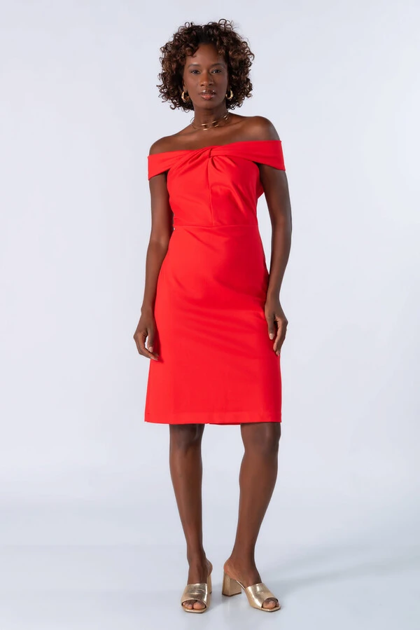 Vestido midi ombro a ombro