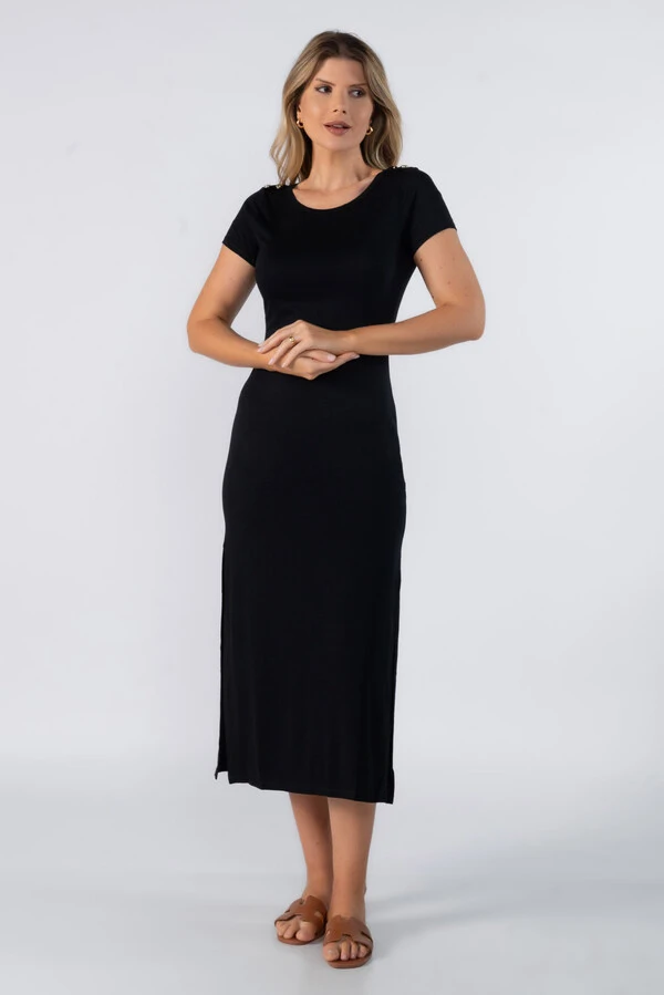 Vestido longo de malha fina