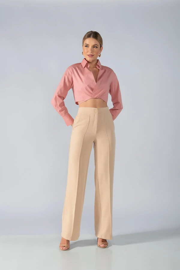 Camisa cropped algodao transpassada