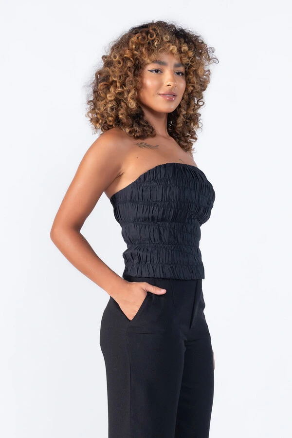 Blusa tomara que caia pesponto