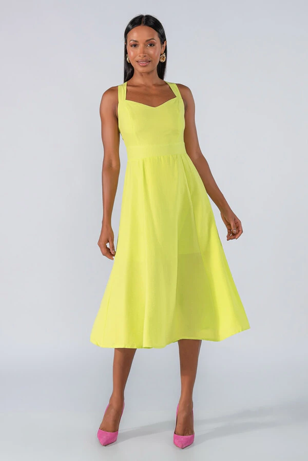 Vestido midi alcas cruzadas