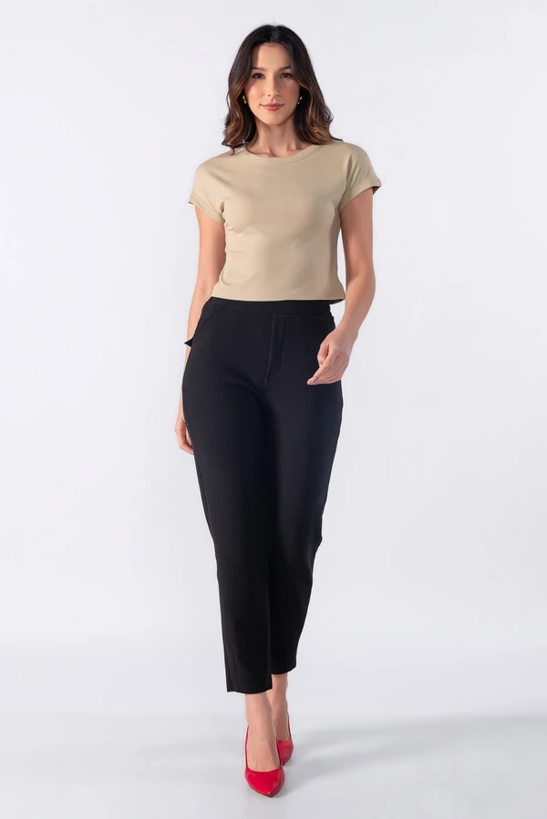 Blusa cropped basica canelada