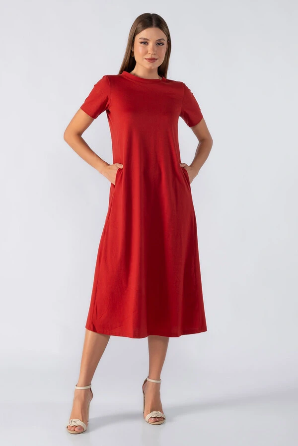 Vestido midi basico em algodao