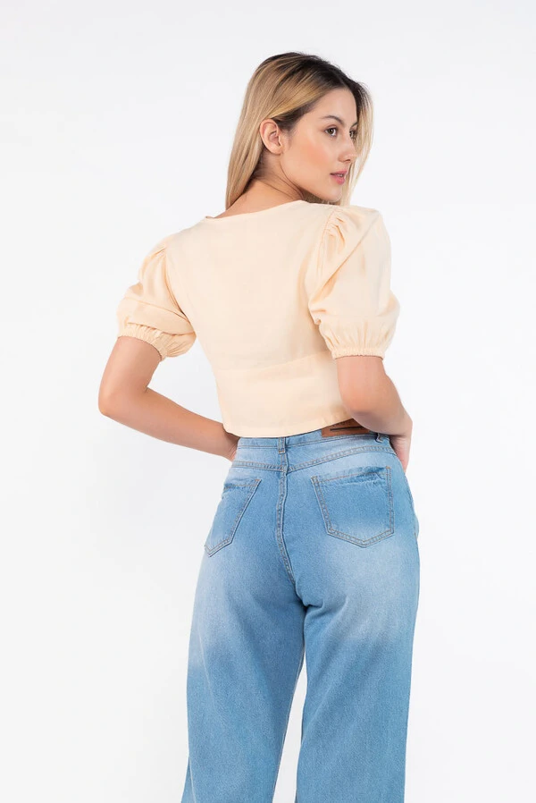 Cropped alfaiataria manga bufante